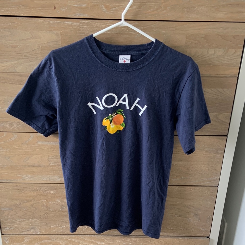 Noah NYC Navy Tee with Orange Graphic